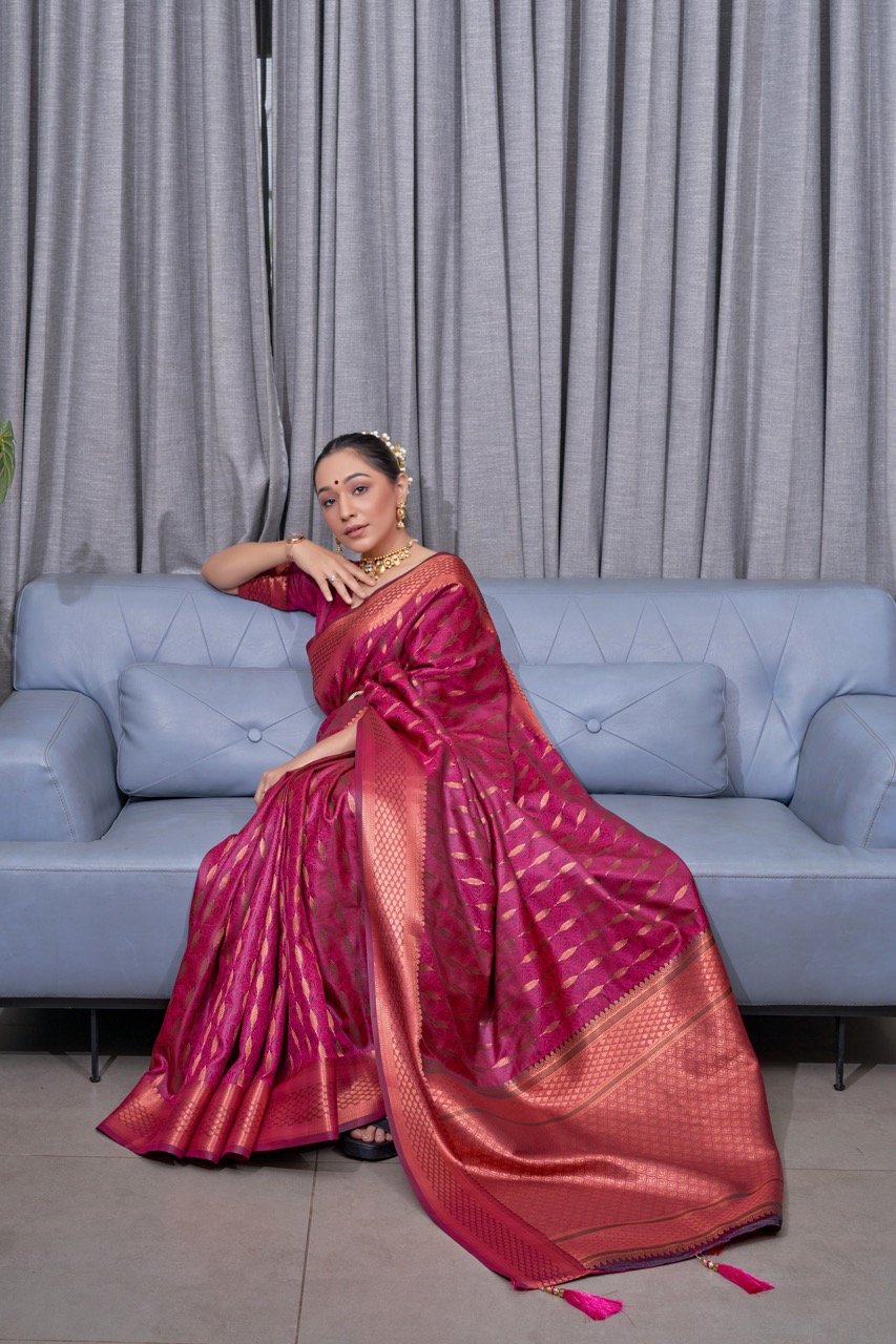 2 Premium Women's Jacquard Banarasi Silk Saree Ideal for Weddings & Festivals. - Image 1