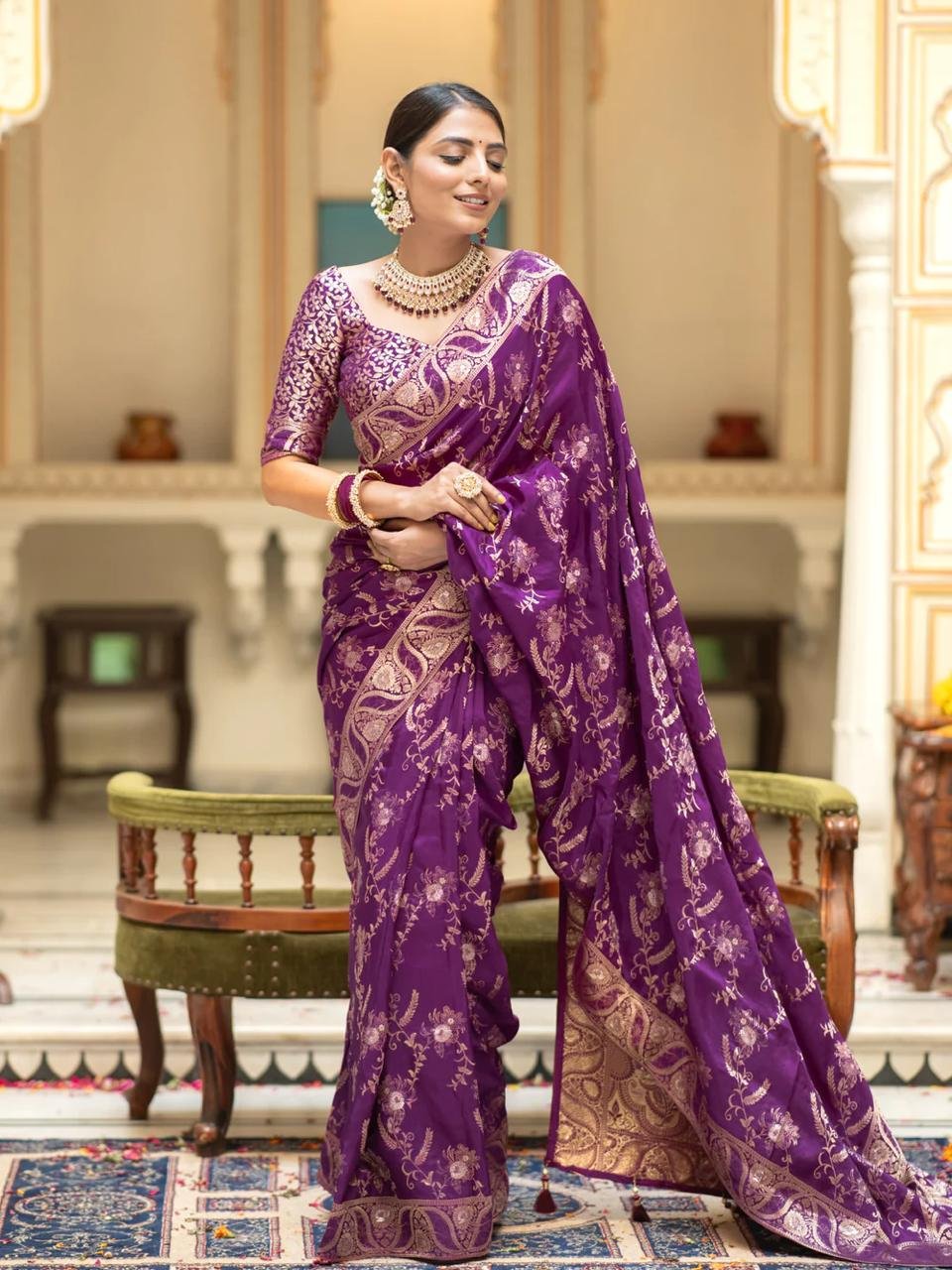 5 Banarasi Silk Saree Ideal for Women, special collection for festival and merrage. - Image 1
