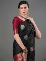 Premium Women's Jacquard Banarasi Silk Saree Ideal for Weddings & Festivals.